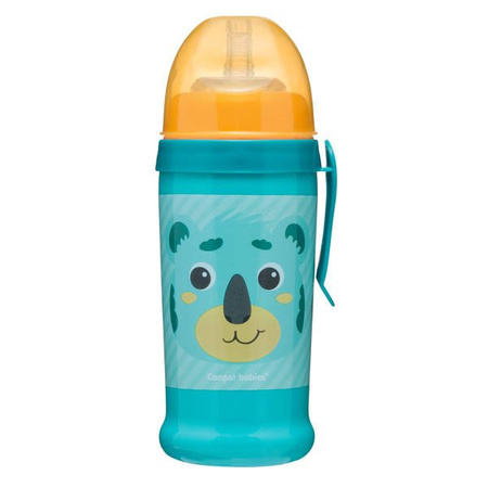Canpol babies bidon niekapek z rurką silikonową 350ml HELLO LITTLE turkusowy