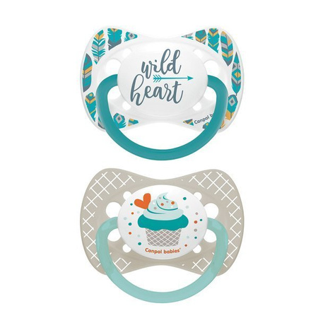 Canpol Smoczki uspokajające silikonowe symetryczne 0-6m Wild Nature + Cupcake 