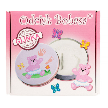 Odcisk Bobasa Pudełko na odcisk rączki lub stopy różowy