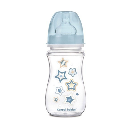 Canpol Butelka antykolkowa szerokootworowa EasyStart 240 ml "Newborn baby" niebieski