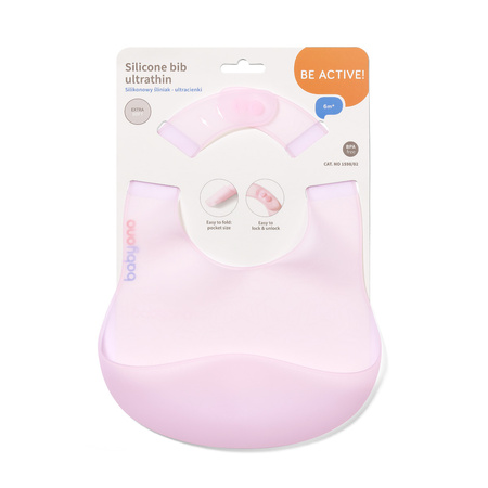 Babyono Silikonowy śliniak- ultracienki różowy
