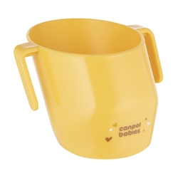 Canpol Sprytny otwarty kubek z uchwytami dla dzieci do nauki picia żółty​
