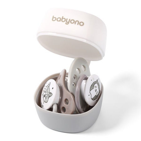 Babyono Pojemnik na smoczek biało-szary