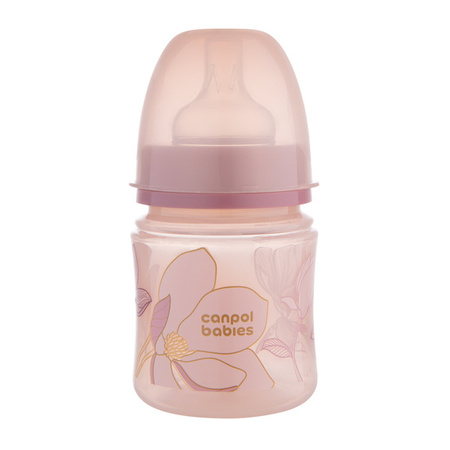 Canpol babies Butelka szeroka antykolkowa 120ml GOLD różowa