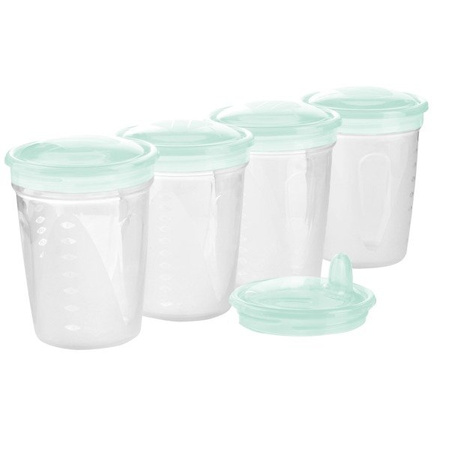 BabyOno Komplet pojemników na pokarm 200 ml 4 szt. + ustnik