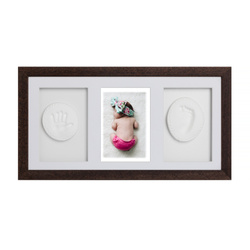 Odcisk Bobasa Zestaw potrójna ramka z glinką brązowy