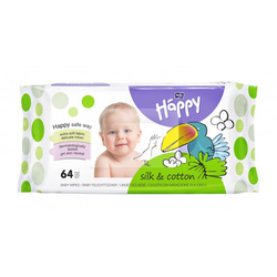 Bella Baby Happy Chusteczki nawilżające jedwab i bawełna 64 szt.