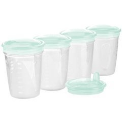 BabyOno Komplet pojemników na pokarm 200 ml 4 szt. + ustnik