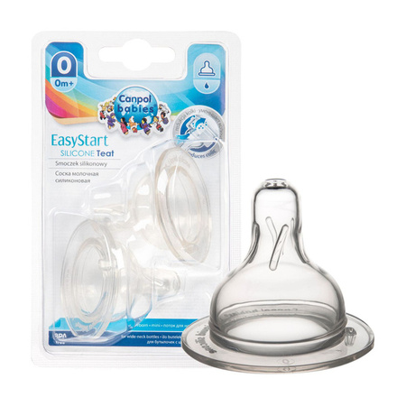 Canpol Smoczek EasyStart do butelek szerokich mini 0m+ 2 szt.