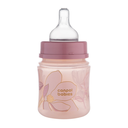 Canpol babies Butelka szeroka antykolkowa 120ml GOLD różowa