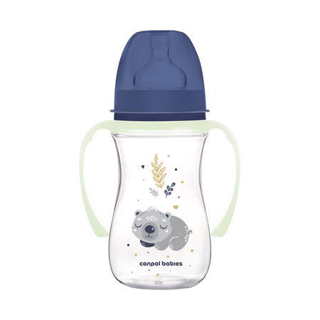  Canpol Butelka szeroka antykolkowa ze świecącymi uchwytami 240 ml Sleepy Koala 
