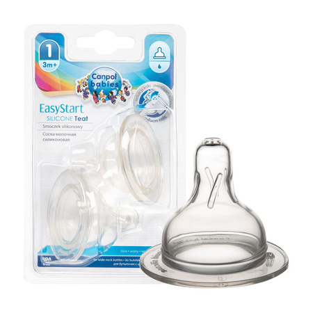 Canpol Smoczek EasyStart do butelek szerokich wolny 3m+ 2 szt.