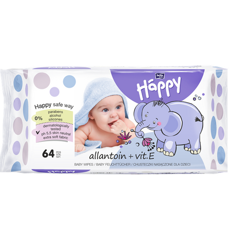 Bella Baby Happy Chusteczki nawilżające z witaminą E i alantoiną 64 szt.