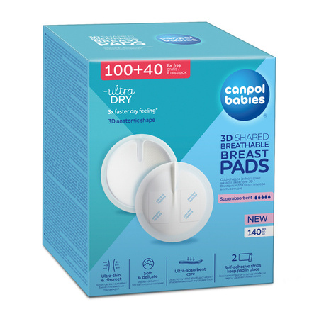 Canpol Oddychające ultrachłonne wkładki laktacyjne 3D 140 szt.