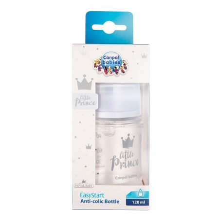 Canpol Butelka szeroka antykolkowa 120ml Royal Baby niebieska