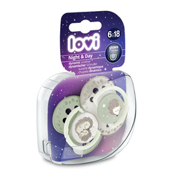 Lovi Smoczek uspokajający dynamiczny 6-18m Night&Day Hedgehog 2 szt.
