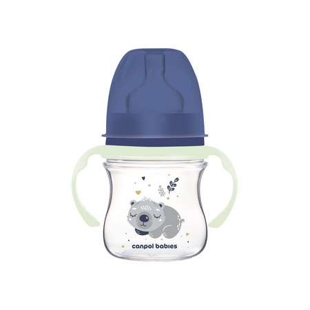  Canpol Butelka szeroka antykolkowa ze świecącymi uchwytami 120 ml Sleepy Koala 
