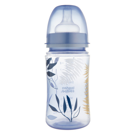 Canpol babies Butelka szeroka antykolkowa 240ml GOLD niebieska