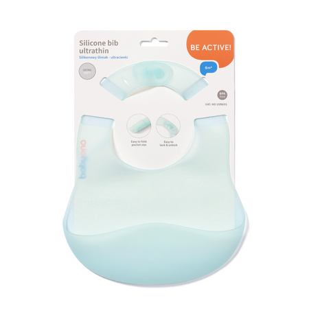 Babyono Silikonowy śliniak- ultracienki miętowy