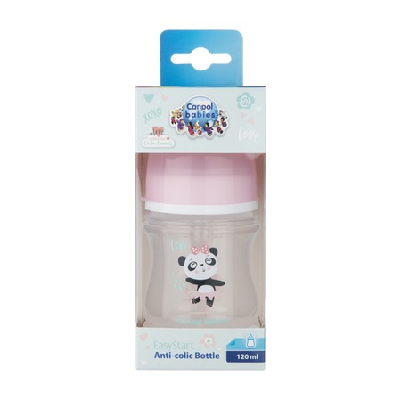 Canpol Butelka szeroka antykolkowa 120 ml PP EasyStart EXOTIC ANIMALS panda