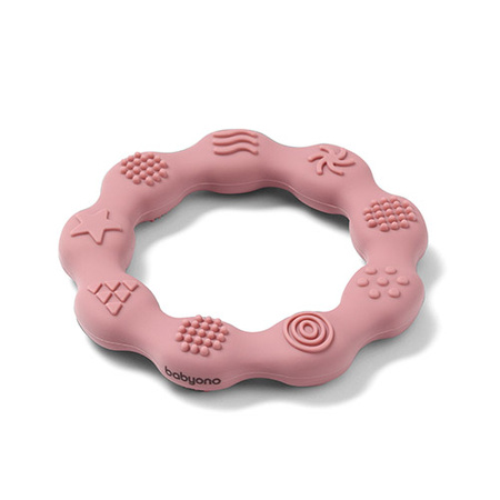  Babyono Gryzak silikonowy RING różowy