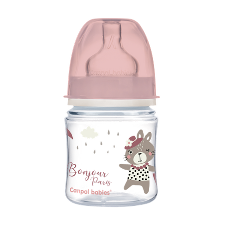 Canpol Butelka szeroka antykolkowa 120 ml Bonjour Paris różowa