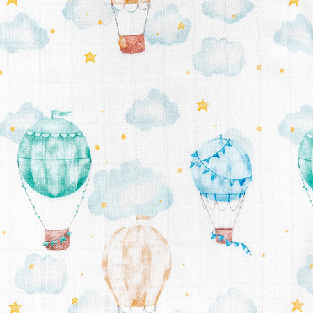 BOCIOLAND Pieluszka bambusowa 75x75 cm balony