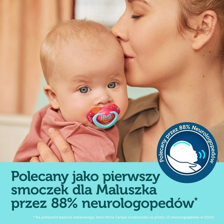 Canpol Smoczek uspokajający silikonowy symetryczny 18m+ Neon Love
