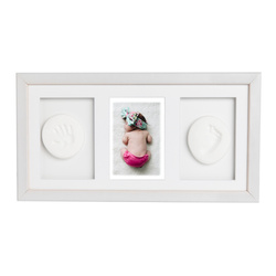 Odcisk Bobasa Zestaw potrójna ramka z glinką biały