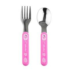 Akuku Sztućce dla dzieci ze stali szlachetnej różowe