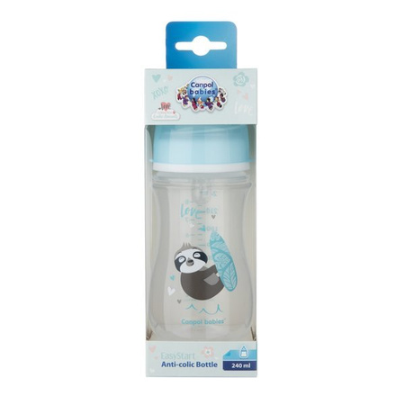 Canpol Butelka szeroka antykolkowa 240 ml PP EasyStart EXOTIC ANIMALS leniwiec