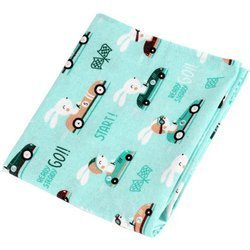 Pielucha flanelowa kolorowa 70x80 wyścigi na miętowym