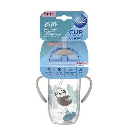 Canpol Kubek niekapek z rurką i odważnikiem 270ml EXOTIC ANIMALS