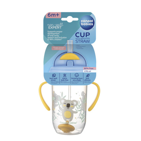 Canpol Kubek niekapek z rurką i odważnikiem 270ml EXOTIC ANIMALS
