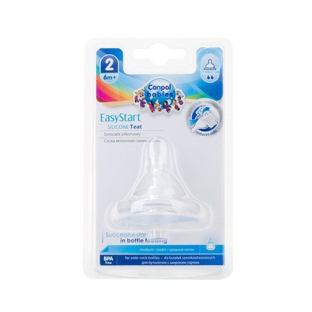 Canpol Smoczek EasyStart do butelek szerokich średni 6-12m+