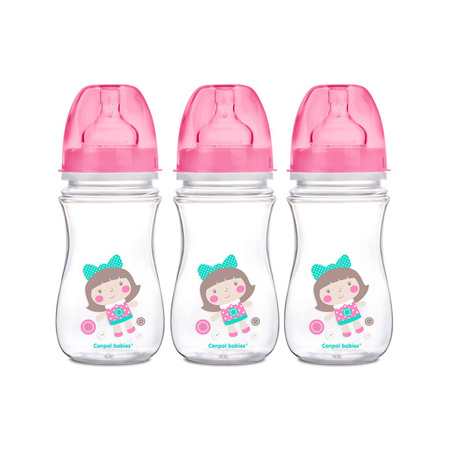 Canpol babies Zestaw butelek szerokich antylkolkowych 240ml TOYS 3 szt.
